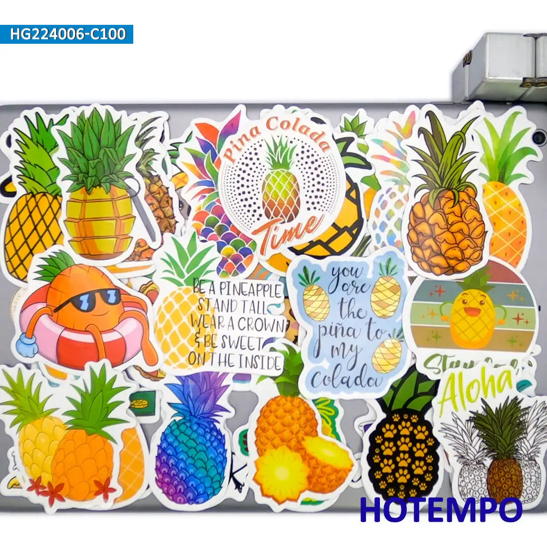 50/100 Stück, Niedliche Ananas-Abziehbilder, Lustige Retro, Karikatur Ananas, Fruchtaufkleber, für Gepäck, Sammelalbum, Fahrrad, Auto, Telefon, Motorrad, Gitarre, Laptop-Aufkleber – Detail 7