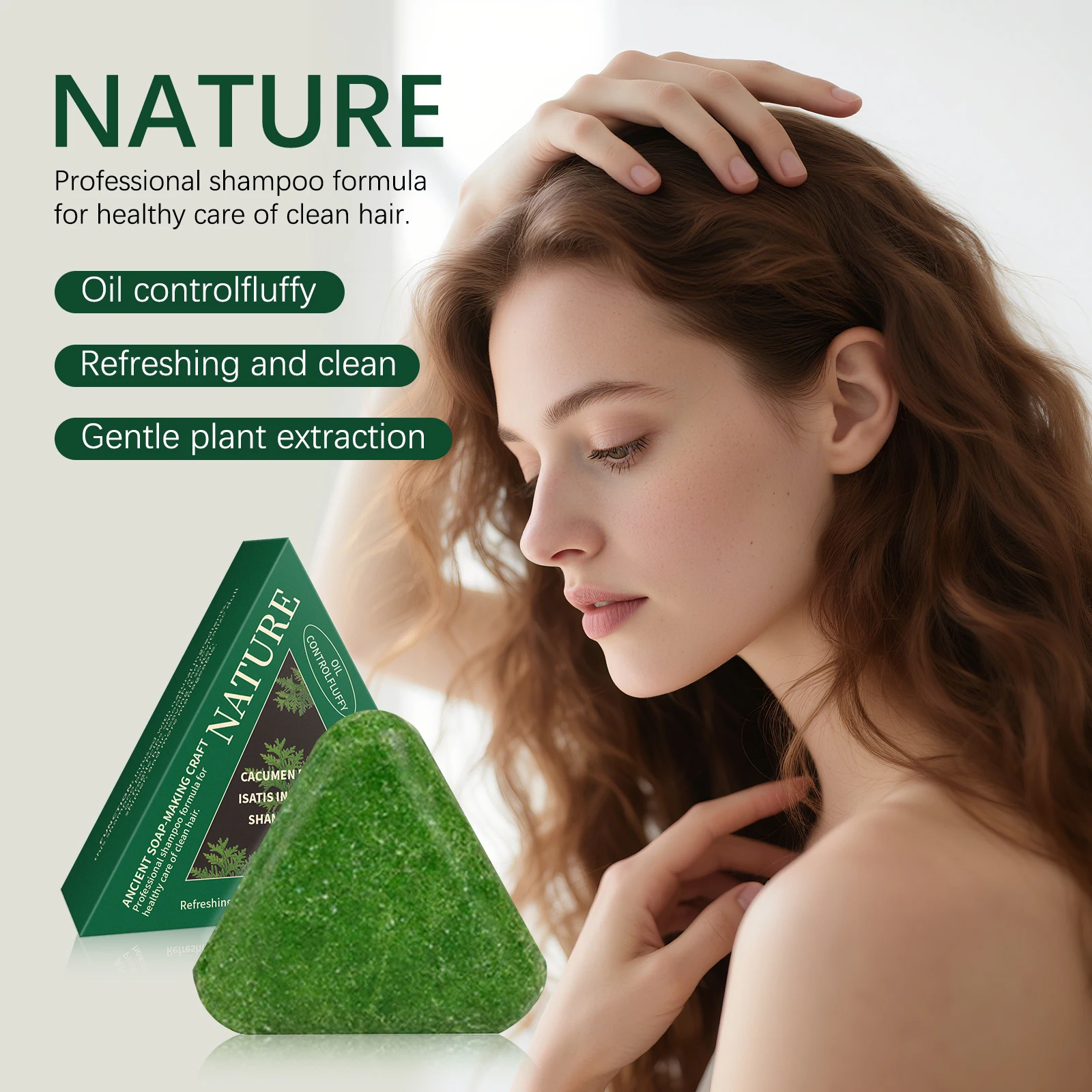 Shampoo Solido Naturale alle Erbe - Nutriente e Rinforzante, per Capelli Lisci e Lucenti, Controllo del Sebo con Delicati Estratti Vegetali.