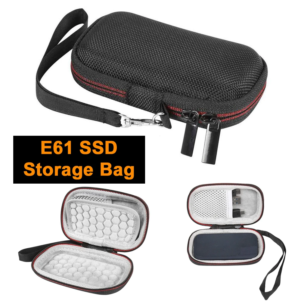 Portable SSD Storage Bag for SanDisk PSSD/E30/E60/E61 Mobile SSD Outdoor Carrying Case with Lanyard EVA Protective Box