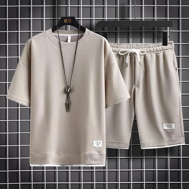 Summer Sports Set Men's Versatile Loose Plus Fat Plus Breathable T-shirt Shorts Casual Set Tracksuit
