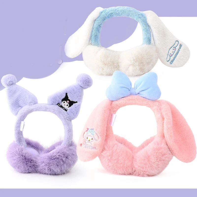 

Kawaii Sanrios Kuromi Cinnamoroll My Melody Child Earmuffs Cute Cartoon Girl Winter Foldable Antifreeze and Warm Earmuffs