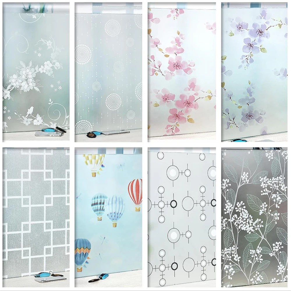 Privacy Window Film UV Blocking Frosted Self Adhesive Opaque Vinyl Decorative Glass Door Sticker Heat Control Coverings for Home window film window privacy film window sticker self adhesive vinyl