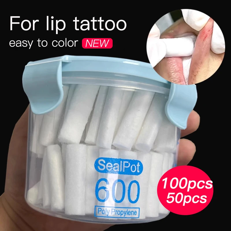 

Disposable Lip Tattoo Skin Stretching Cotton Stick With Box Permanent Makeup Lip Embroidery Blush Recovery Tools