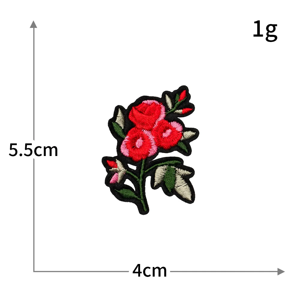 Red Rose Embroidery Patch - Decorative DIY Cloth Accent for Fashion & Accessories