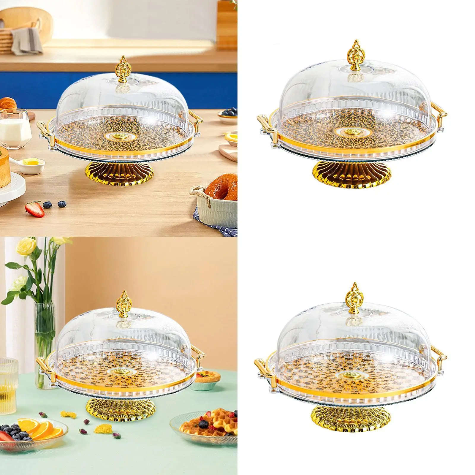 Decorative Kitchen Platter with Lid Cupcake Candy Display Tray Multifunctional Salad Bowl Cake Stand for Candy Cupcake Muffins