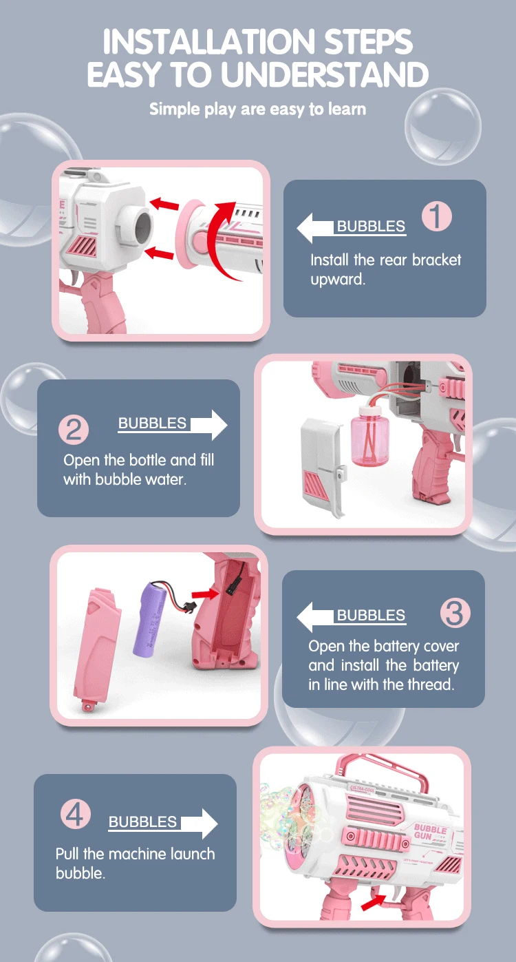 Bubble Gun Toy With Backpack Bubble Machine Electric Launcher_voghion.com