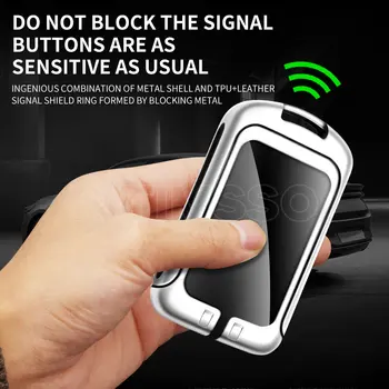 Custodia per chiave intelligente per auto in pelle metallica per Volvo XC40 XC60 XC90 S60 S90 V90 T5 T6 T8 custodia protettiva accessori per borsa Fob - Custodia per chiave intelligente per auto in pelle metallica per Volvo XC40 XC60 XC90 S60