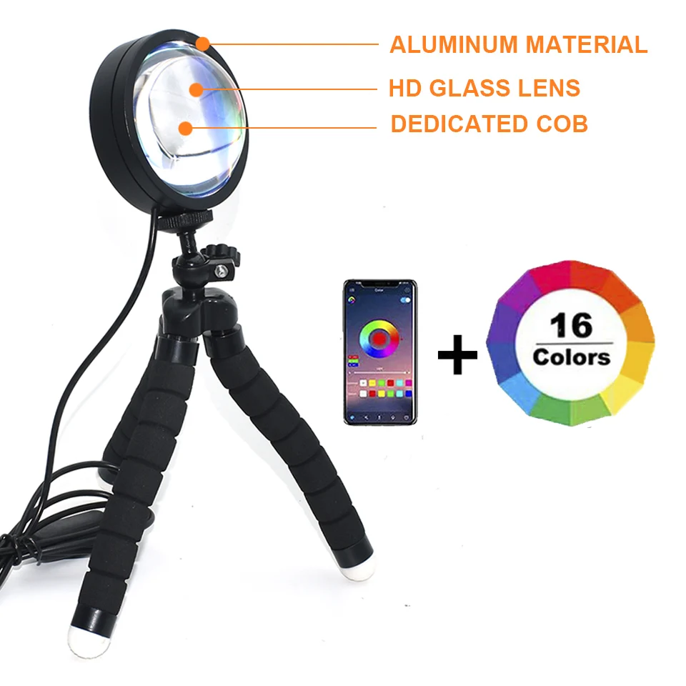 Sponge Tripod Photography Sunset Lamp Led Flexible Octopus USB Projector Night Light Home Decor Room Wall Decoration Lighting 5V