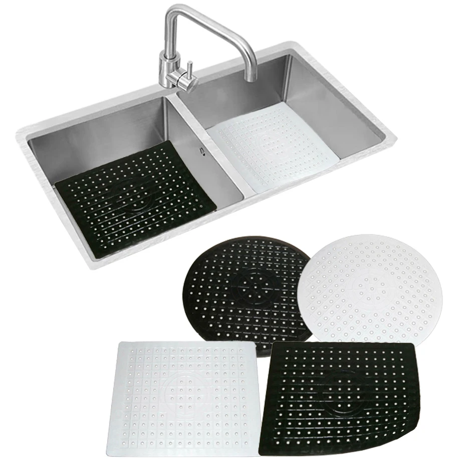 2 PC Kitchen Sink Mat Non-Slip Rubber Drain Pad Protector Food Drainer 10 x 12