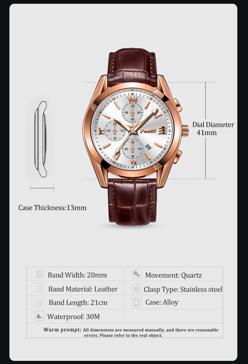 POSHI 926 Men Luxury Stainless Steel Quartz Wristwatches Alloy Strap Dial Round Dials Business Men's Wristwatch for Man