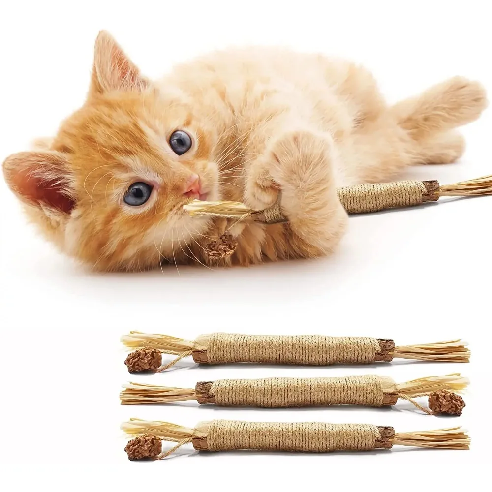 

21X1.5CM Wooden Polygonum Stick Bite Combination New Cat Toy Teeth Grinding Tooth Cleansing, Tooth Stain Removal Fresh Breath