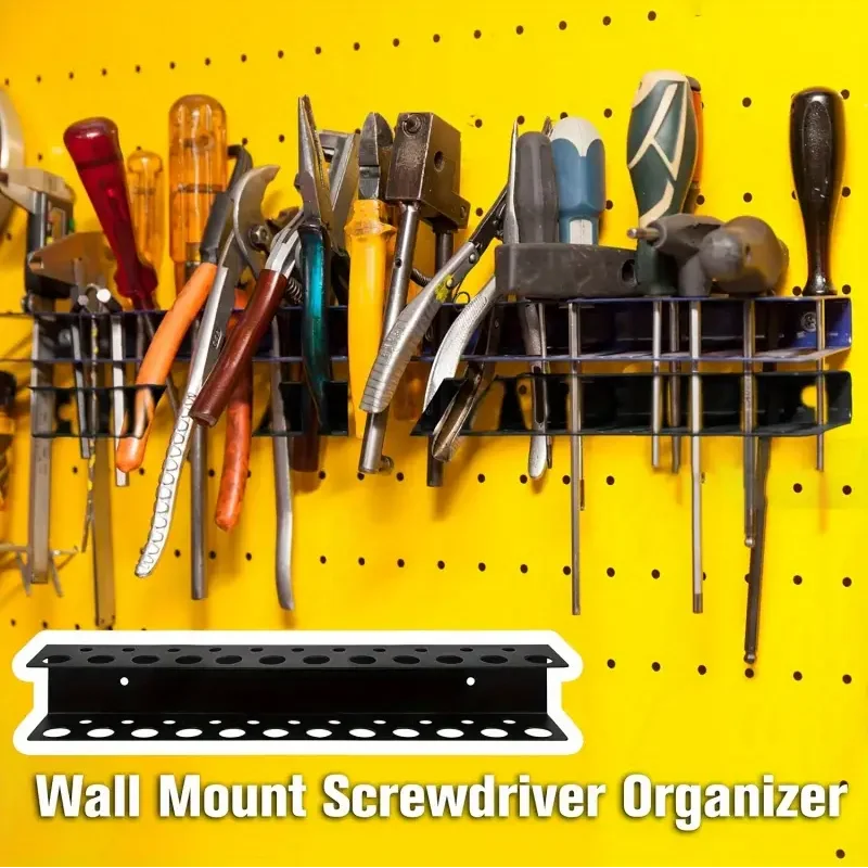 Screwdriver Holder Wall Mount 23 Holes 12.6" Heavy Duty Tool Organizer Rack for Garage Workshop Shed