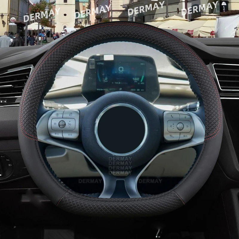 Car Steering Wheel Cover PU Leather Non-slip 9 Colors Auto Accessories For BYD Dolphin Seal Atto3 Tang Yuan Plus