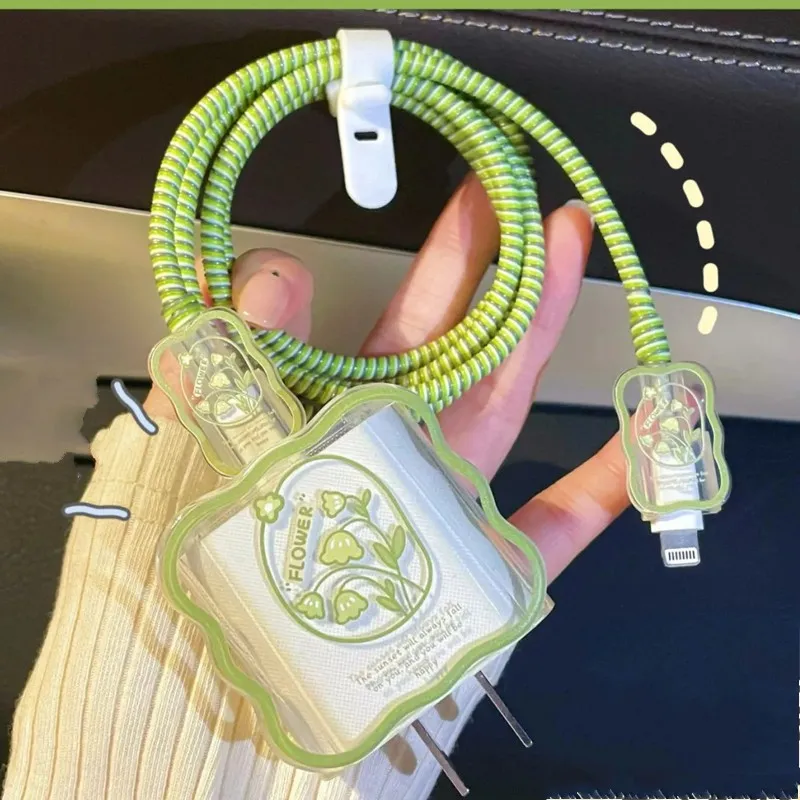 Custodia Wave Flower Per Apple Iphone 18W/20W Protezione Per La Testa Del Caricatore Adattatore Usa Sorter Bite Package Avvolgimento Del Cavo Cover Mo