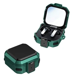 Rugged Multi - Color Shockproof Earphone Charging Case with Secure Lock Buckle - Buds 4 4pro (Black And Gree)
