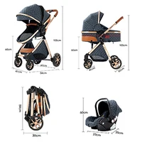 Poussette de luxe 3 en 1 avec siège auto et nacelle, poussette légère pour bébé, landau haute position, poussette multifonction réglable, poussette de voyage facile à plier, compacte, portable, sûre, confortable, élégante, parfaite pour les voyages, landau pour bébé 8
