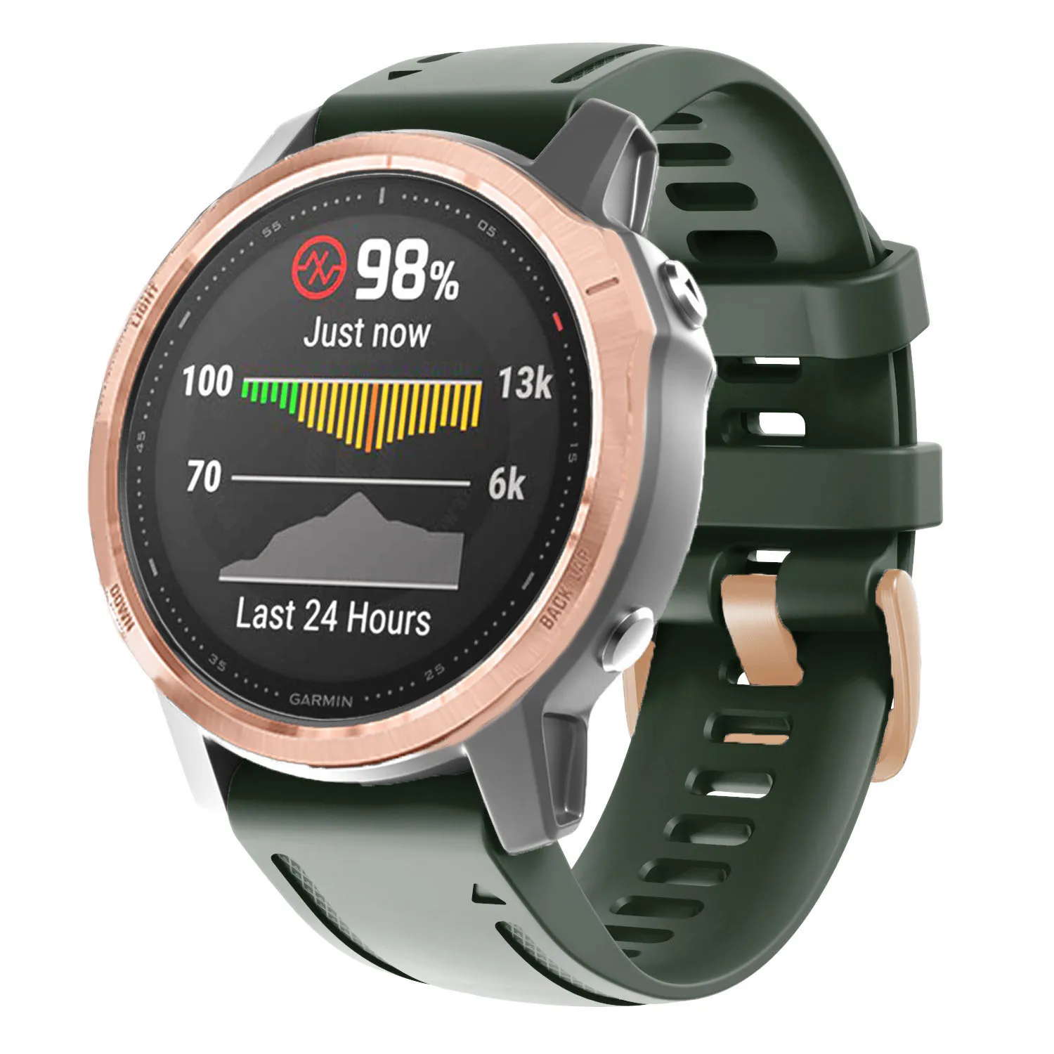 Rose Gold Buckle 20mm Silicone Smartwatch Band