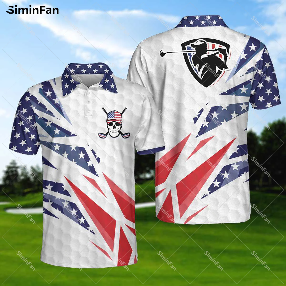 

Skull Golf American Flag 3D Full Printed Polo Shirts Turndown Collar Men Tennis Tshirt Summer Tee Female Top Unisex Streetwear 2
