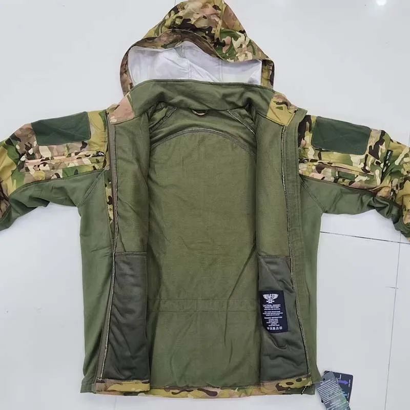 UAF Soft Shell Taktische Jacken Männer Fleece Mit Kapuze Mantel Windjacke Jagd Kleidung Herbst Camo Angeln Wandern Camping Jacke – Detail 4