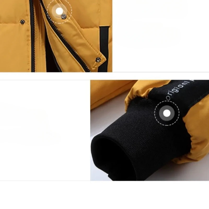 2023 New Winter Men Mid-Length Hooded down Coat with Fashionable Design White Duck down for Cold Weather Thick Parkas