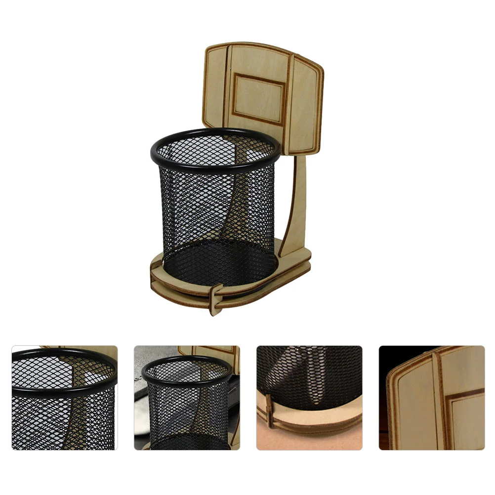 

Basketball Stand Pen Holder Stands Organizer Wooden Desktop Stationery