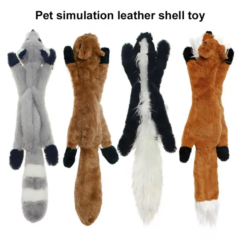 1pc Fox Shaped Dog Chew Toy, Short Plush, No Stuffing, Squeaky