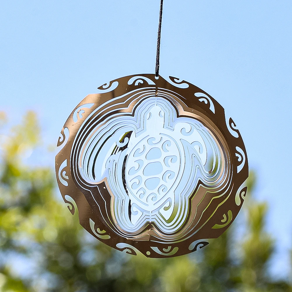 Turtle-Wind-Spinner-3D-Mirrored-Stainless-Steel-Rotating-Hanging-Decor ...