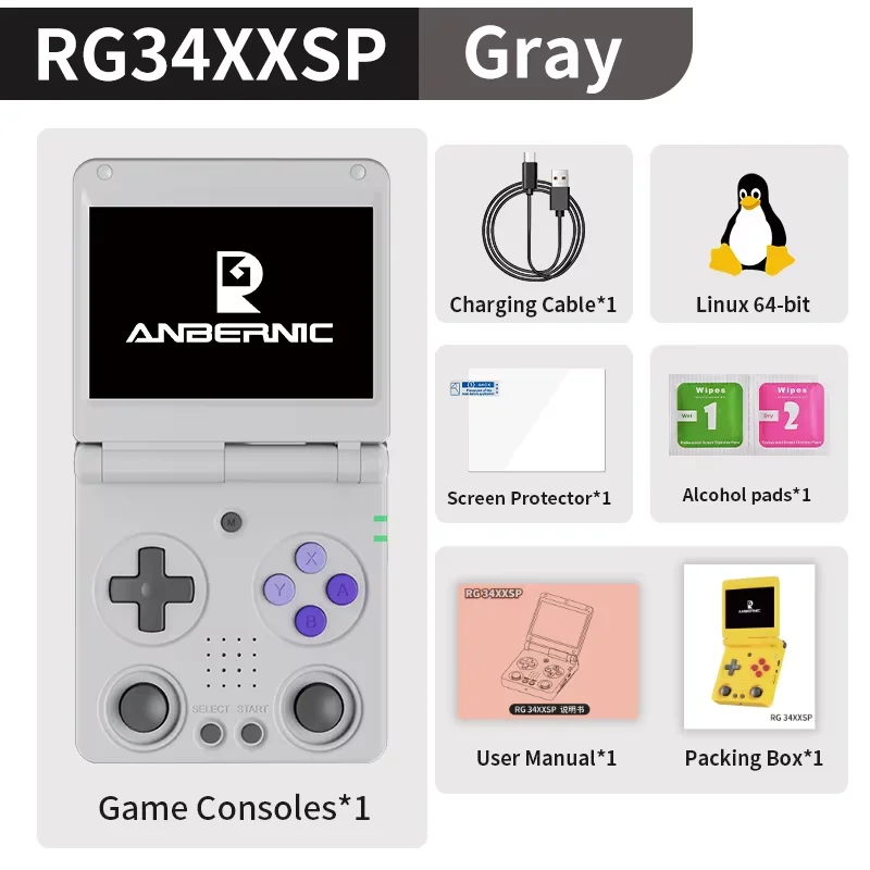 Anbernic RG34XXSP Flip Handheld Game Console RG 34XXSP 3.4-inch