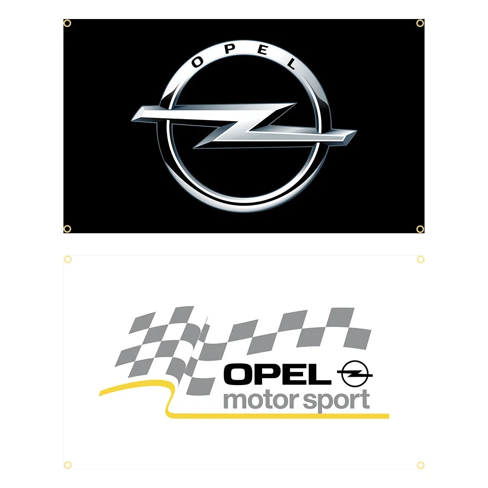 

90x150cm Opels Motor Sport Metal Logo Flag Polyester Printed Garage or Outdoor Decoration Banner Tapestry