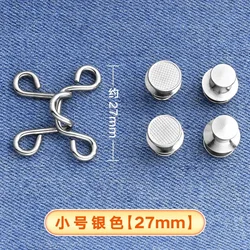 Adjustable Removable Pants Waist Retraction Buckles - Easy Install Jeans Size Adjustment Tool (Small silvery)