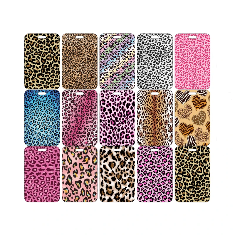 Leopard Women Name Card Cover Campus Card Bag Titolare Della Carta Id Card Case Stile Verticale