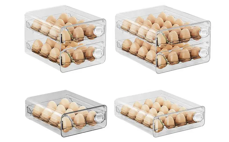 

Eggs Holder 2 Layer Egg Storage Organizer Clear Stackable Egg Drawer With Time Scale Kitchen Storage For Kitchen Refrigerator