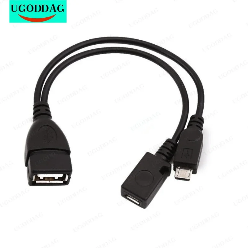 USB Type A Female to Micro USB Male Host OTG with Micro USB Female Y Cable External Power Supply For Mobile Phones and Tablets