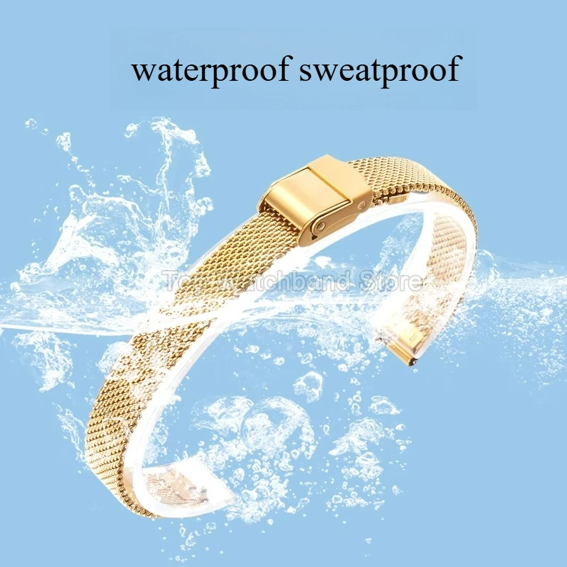 Compact Fine Mesh Watchband - Stainless Steel Woven Watch Chain 10mm