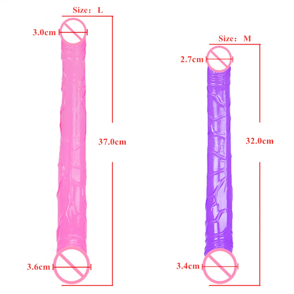 Long Dildos 370mm Flexible Soft Jelly Vagina and Anal Double Ended Dong Sex Toys Erotic Adult Products sex toys