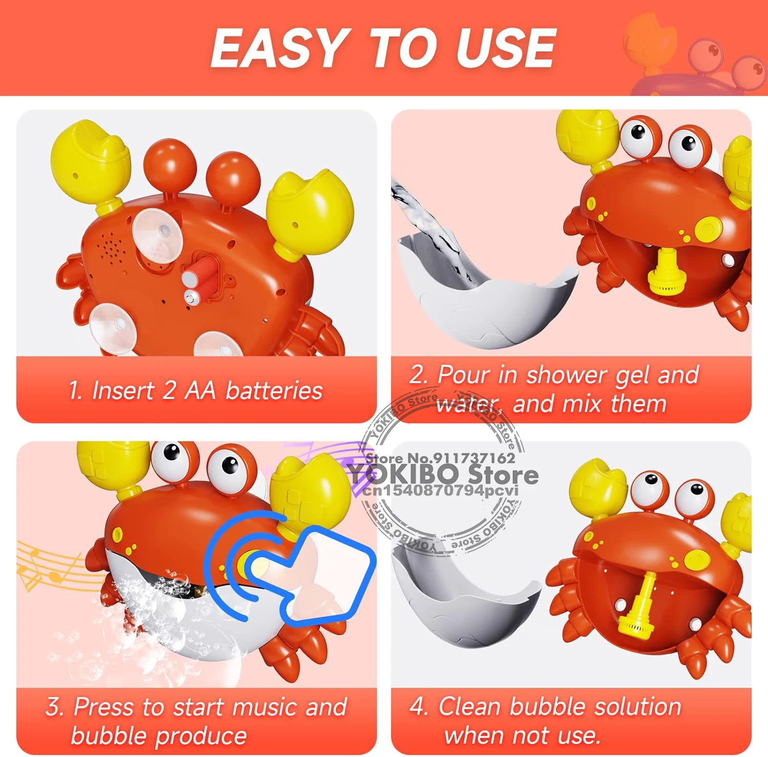 Baby Bath Toys Bubble Machine Crabs Frog Music Kids Bath Toy Bathtub Soap Automatic Bubble Maker Baby Bathroom Toy for Children