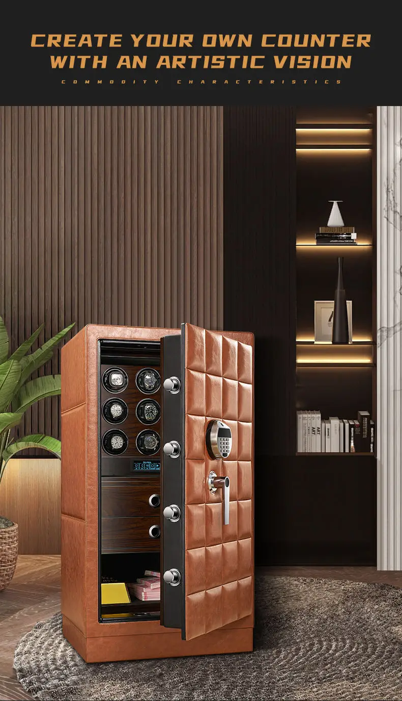 Premium 6,9,12-Slot Automatic Watch Winder Safe Box with Fingerprint, Digital Password ... - SKU LAWW1729 - UGI Packaging