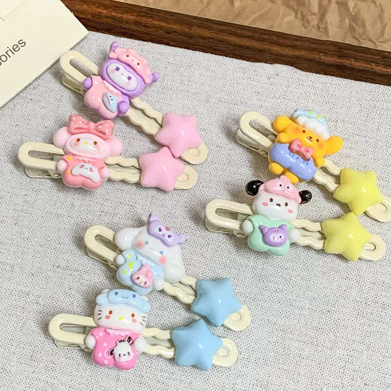 

Sanrio Hellokitty Kuromi Mymelody Cinnamoroll понравилось помпон пурин волнистая утка Клюв Зажим ежедневное украшение Ins безделушки для девочек