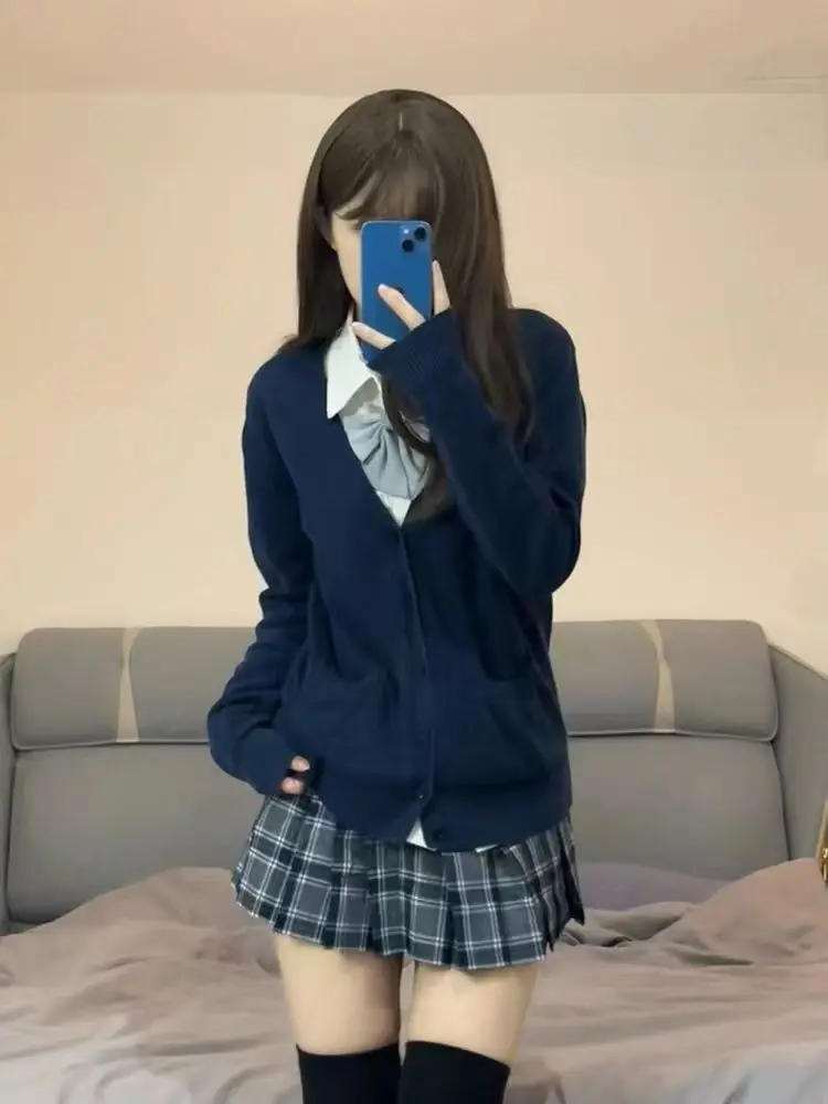 Original anime yellow jk uniform sweater 2025 new autumn and winter Japanese knitted cardigan college style jacket women's top