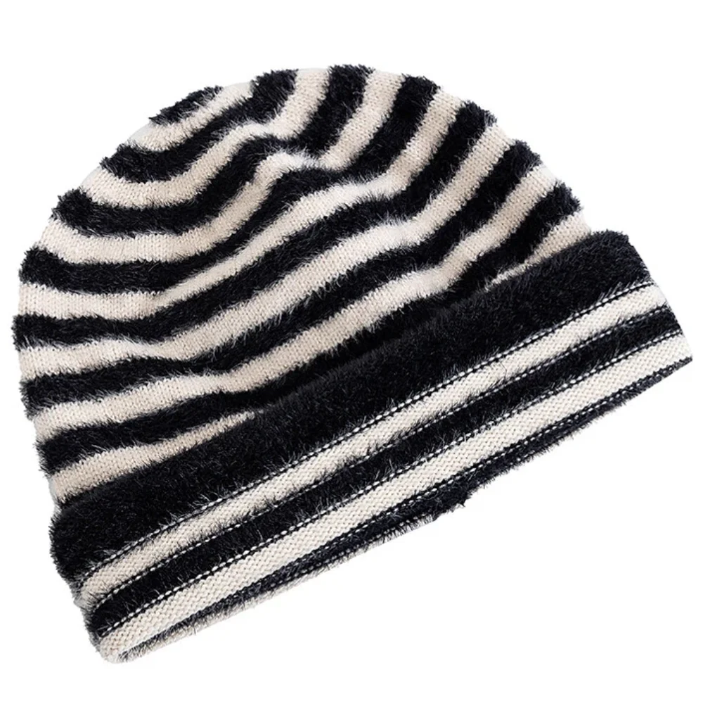Heißer Verkauf Mode Frau Slouchy Beanie Casual Streifen Design Y2K Winter Hüte Für Frauen – Detail 11