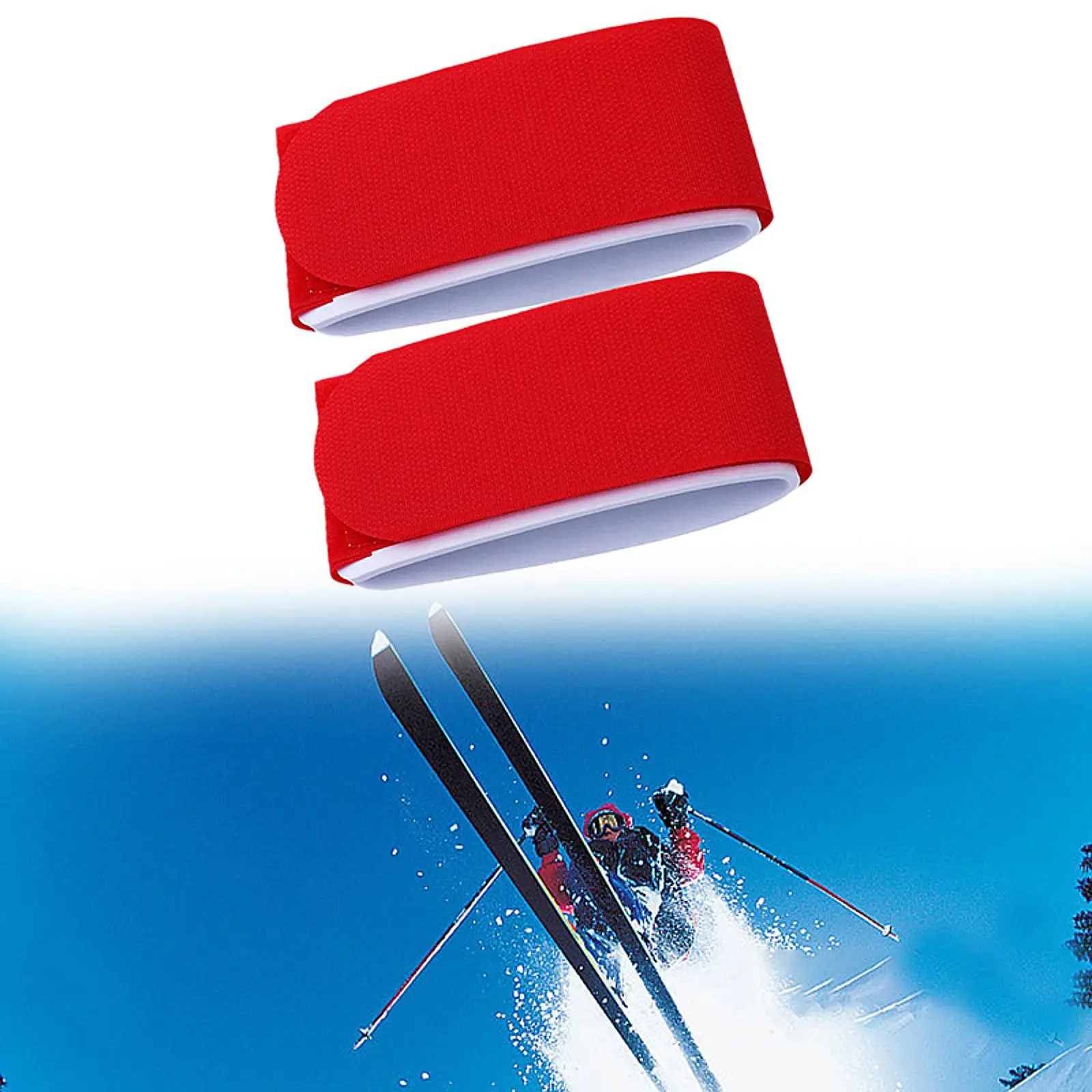 2 Pcs Ski Straps Adjustable Snowboard Carrier Strap Ski Fixing Wraps Ski Wraps Ties Fastener Straps for Carrying Ski Gear 2
