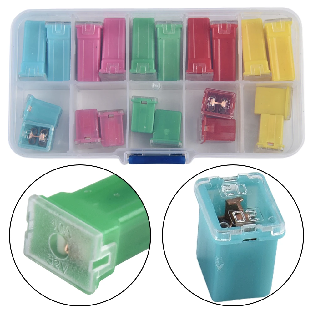

20x Fuses Pack Kit 20A 30A 40A 50A 60A Car Auto Van Square Assortment Fuse Fit For Panels And Wiring Harnesses Of Newer Cars