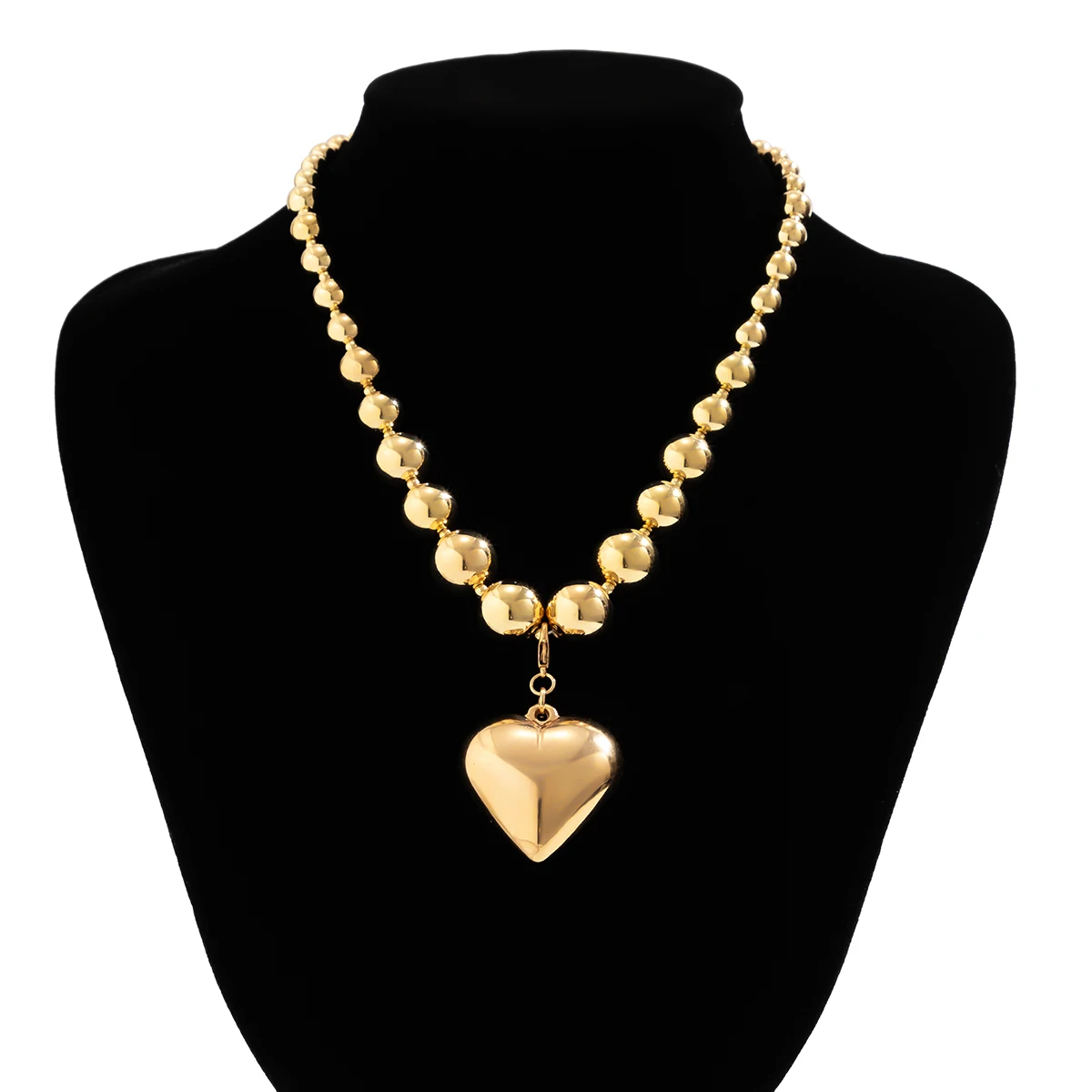 IngeSight.Z Punk Metal CCB Beaded Big Peach Heart Pendant
