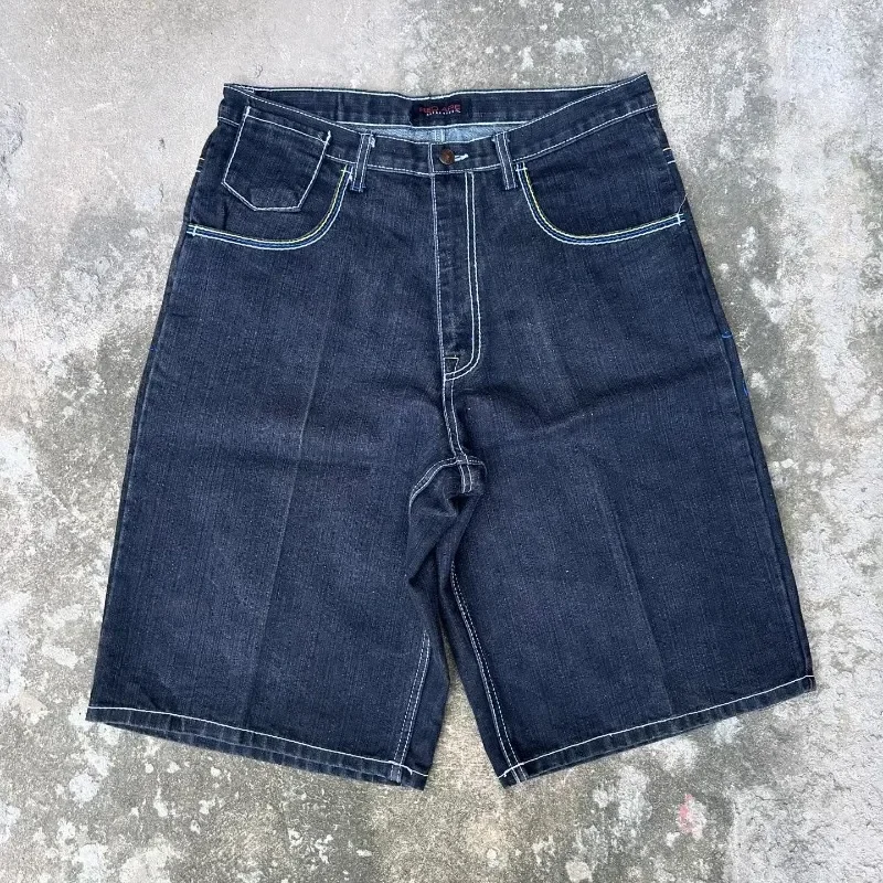 Denim Shorts Summer Jeans Shorts Dark style pattern printed denim shorts men's high street personality Harajuku style loose fashion wide leg ins five-point pants