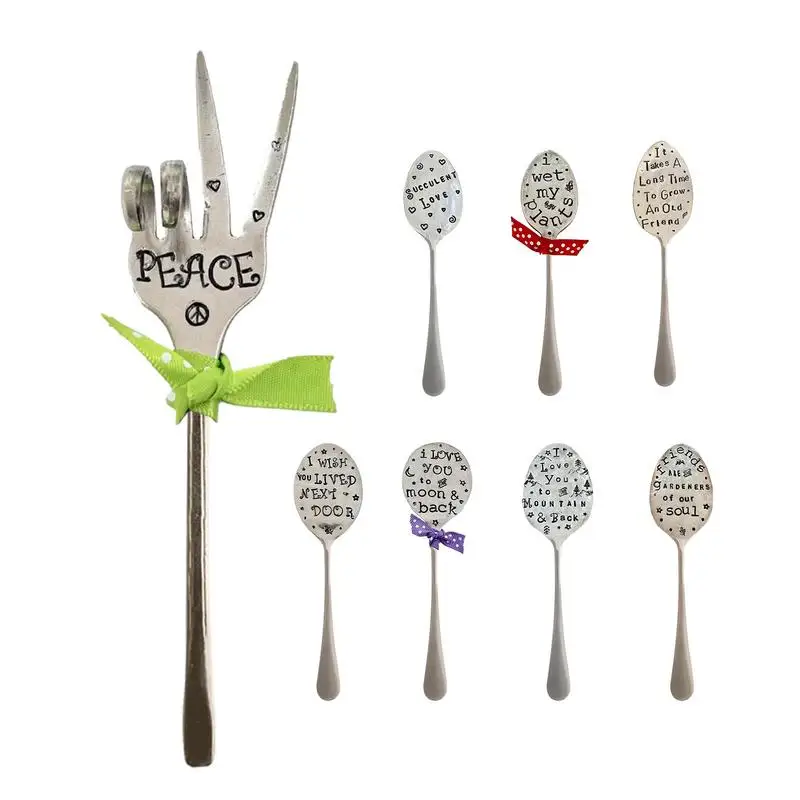 

Garden Craft Sculpture Creative Silver Spoon Plant Markers Plant Tag Spoon for Plants Herbs or Flowers