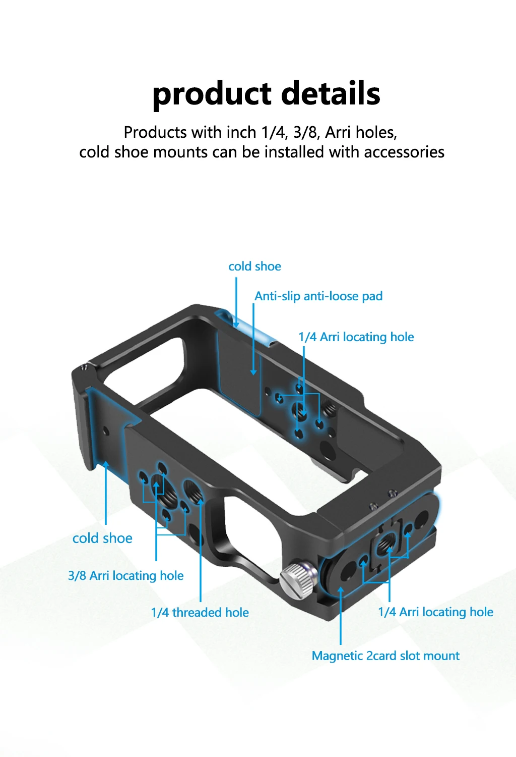 Magnetic Action Camera Cage For Action 2 Dual-screen Full Cage w/ Cold Shoe Mou