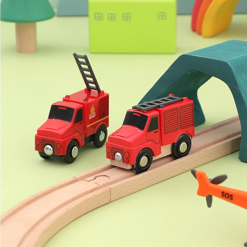 Wooden Bottom a Number Of Multifunctional Magnetic Car Scene Car Compatible With Various Brands Of Wooden Rail Children\'s Toys