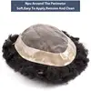 Afro Toupee For Men 6" Curly Wig Mono Male Hair Prosthesis 100% Natural Human Hair Men's Wigs Capillary Replacement System Unit 3