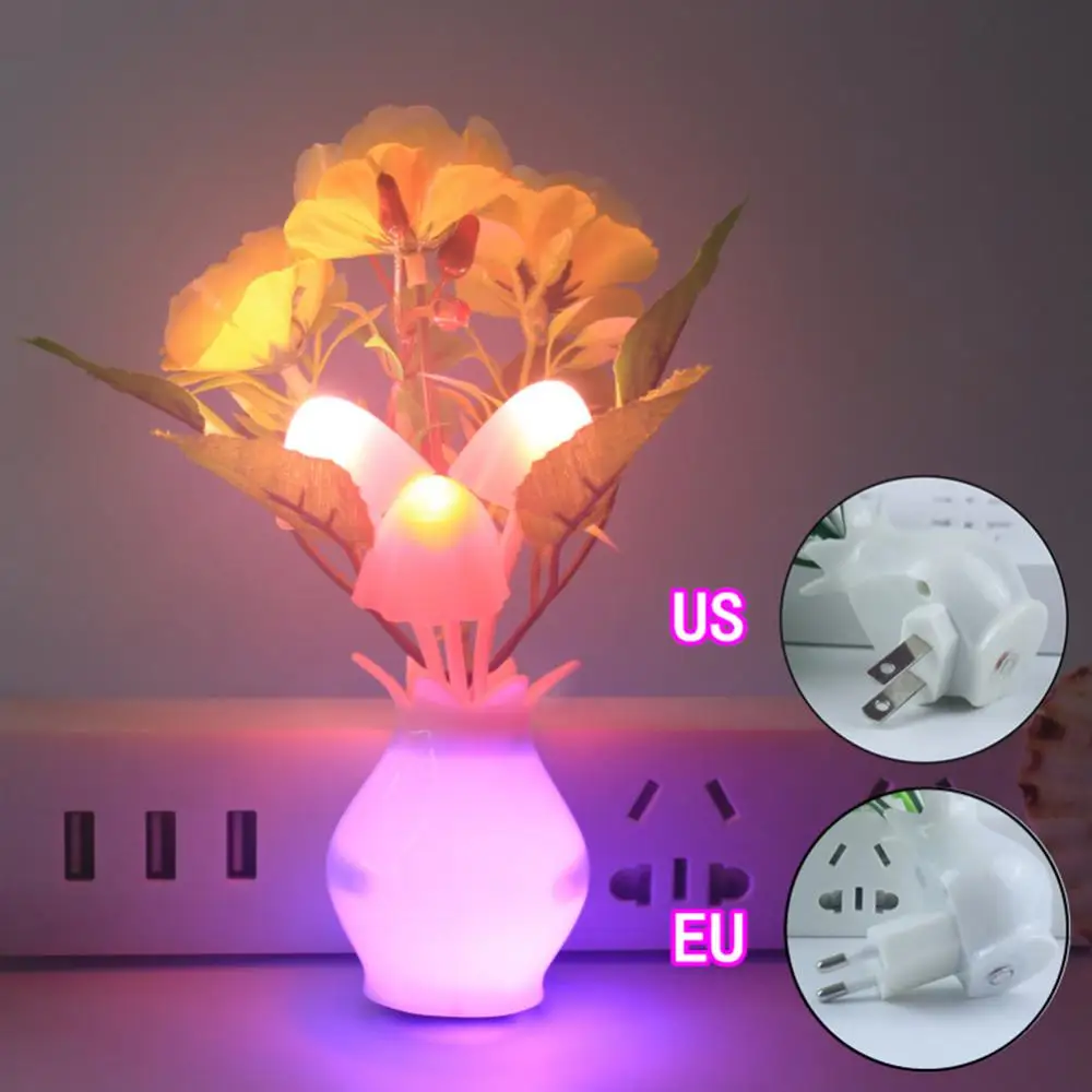 

LED Night Light Lovely Colorful Omegranate Potted Night Lights Home Bedroom Bedside Wall Art Decoration Lighting US/EU Plug