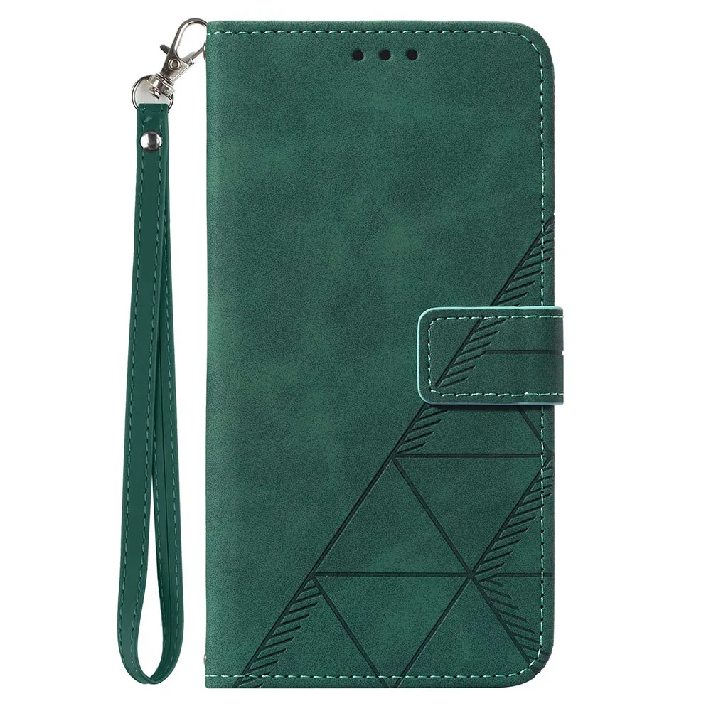 Geometric Leather Wallet Phone Case with Card Slots and Back Cover